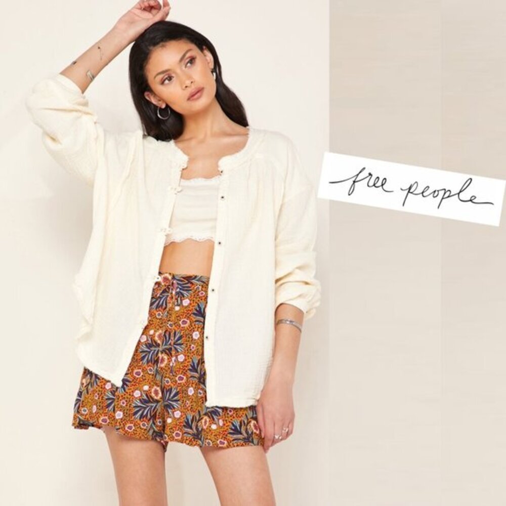 Free People Medium Button Top Cardigan Cream Moving Mountains Blouse Anthropolog